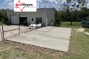 Connex container foundation and BBQ hut base with a smart raised design by Cardinal Concrete.