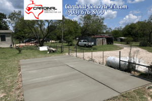 Connex container foundation and BBQ hut base with a smart raised design by Cardinal Concrete.