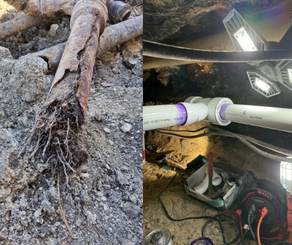 Cast Iron Before and Modern Plumbing After